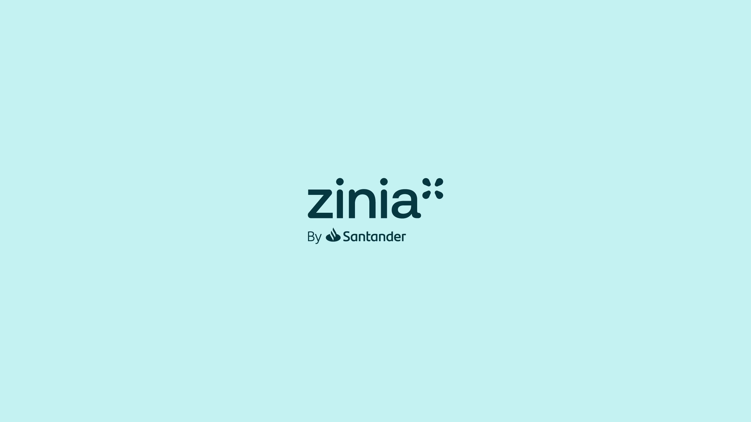 The Zinia by Santander wordmark on the brand's pale aqua